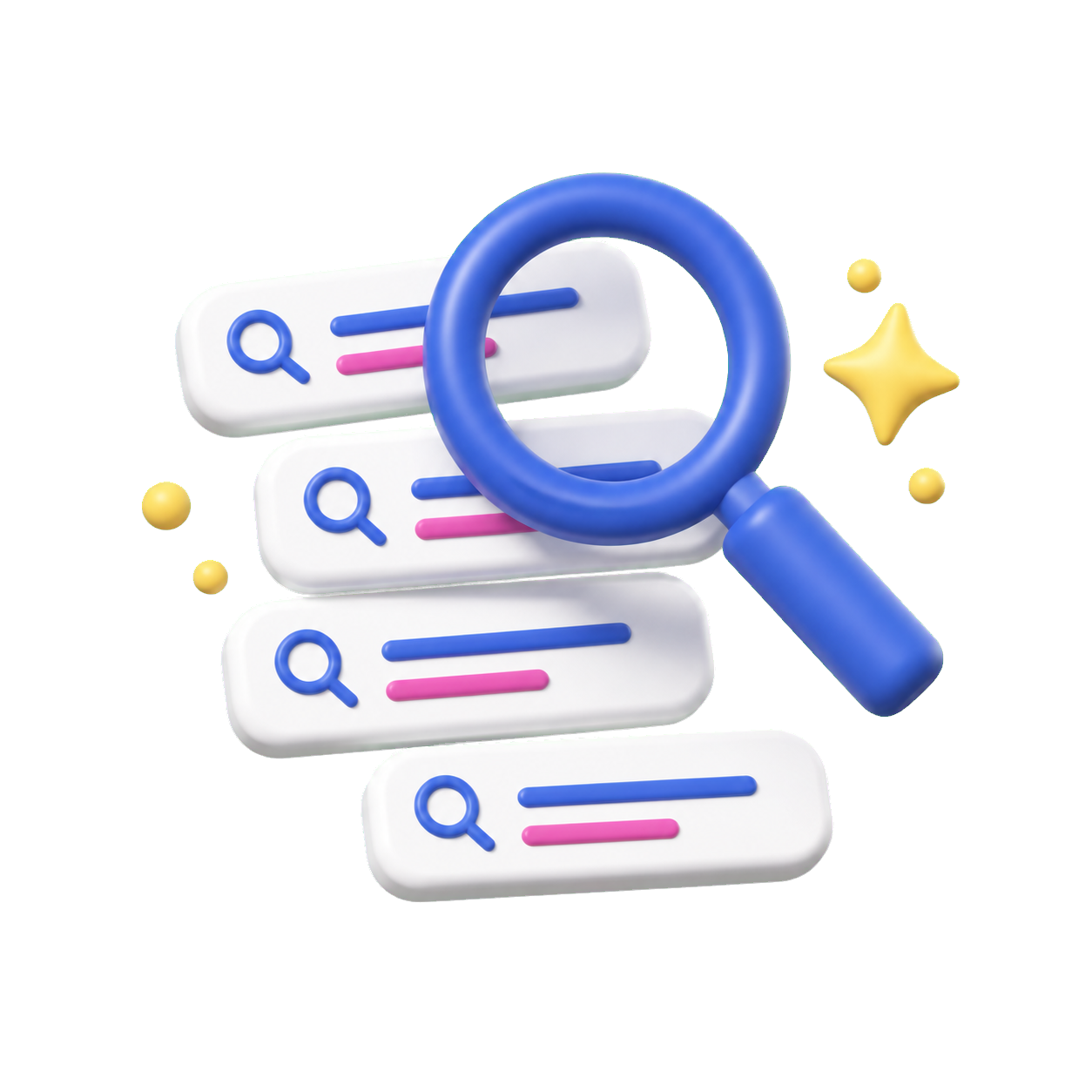 3D-иллюстрация подбора поисковых запросов